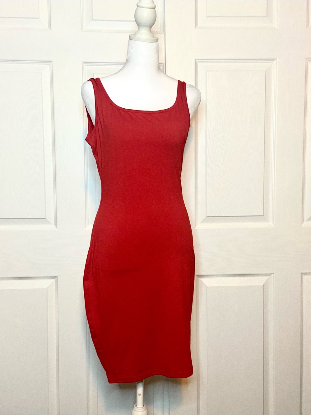Red Bodycon Scoop Neck Sleeveless Mini Dress Size Large
